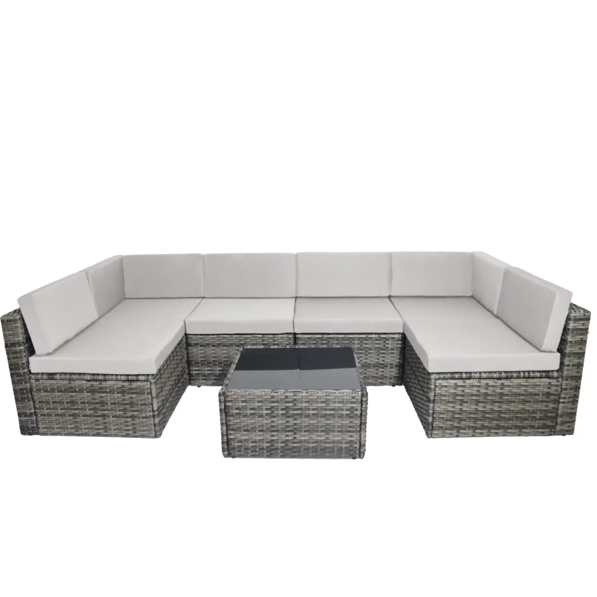 Raffe 6-Piece Outdoor Rattan Dining and Lounge Set with Cushions - Image 5