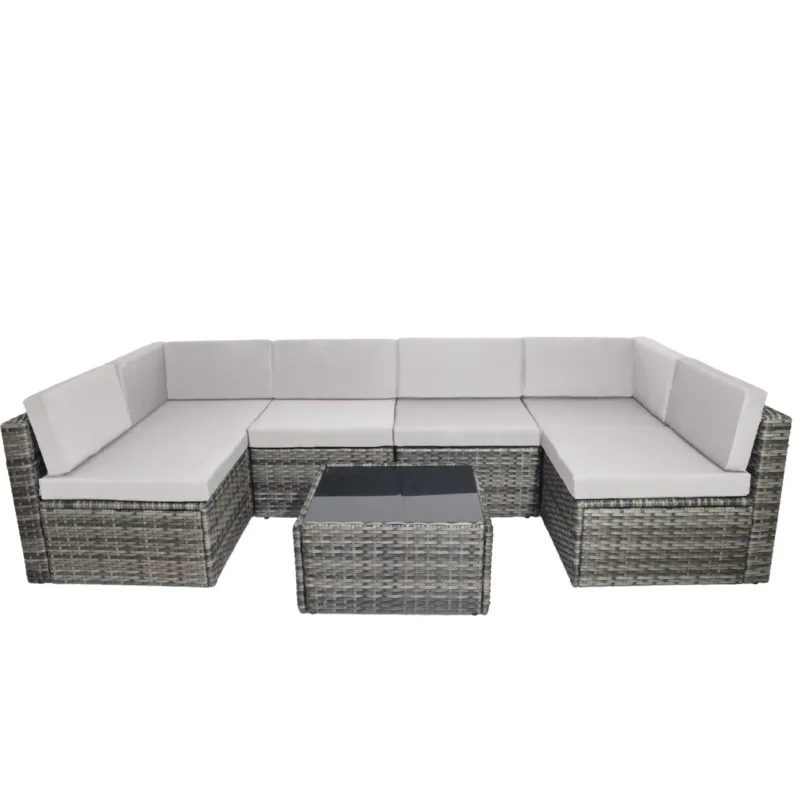 Raffe 6-Piece Outdoor Rattan Dining and Lounge Set with Cushions - Image 5