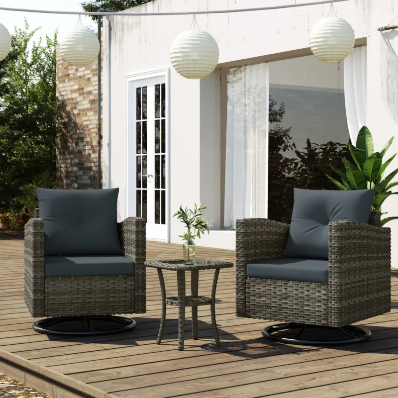 Revic 3-Piece Coastal Wicker Swivel Chair Set - Image 3
