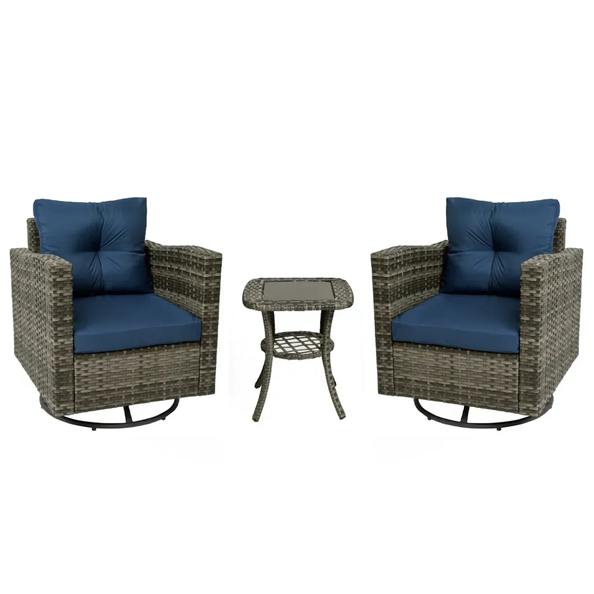 Revic 3-Piece Coastal Wicker Swivel Chair Set - Image 6