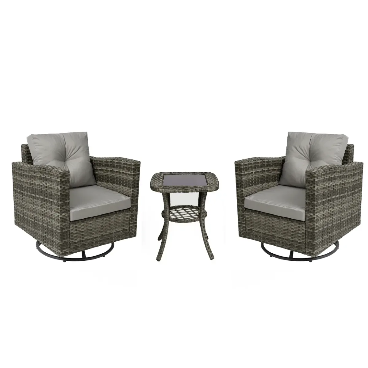Revic 3-Piece Coastal Wicker Swivel Chair Set - Image 5