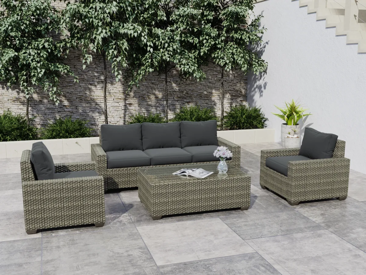 Kedric 6-Piece Wicker Outdoor Patio Conversation Set - Image 4