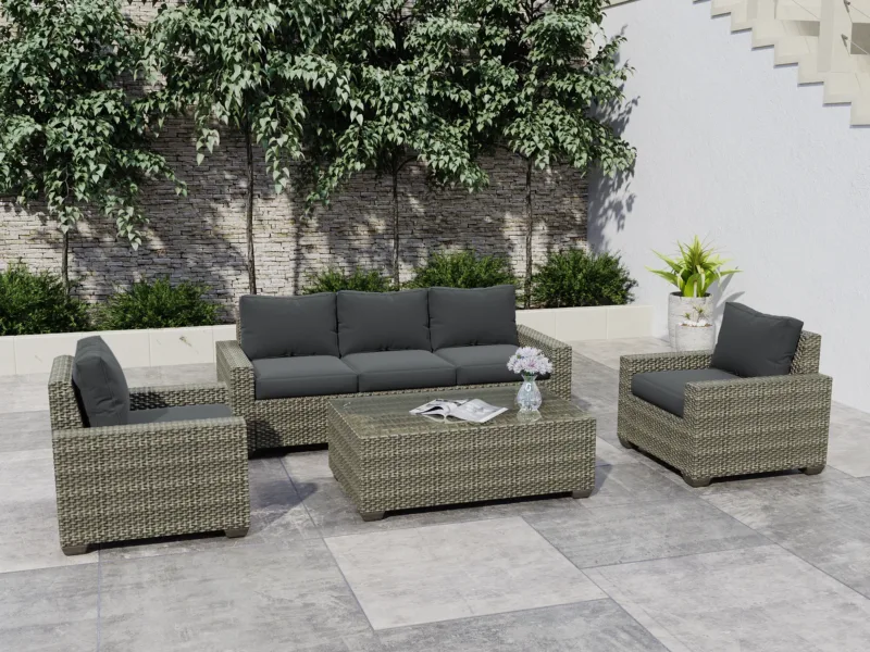 Kedric 6-Piece Wicker Outdoor Patio Conversation Set - Image 4