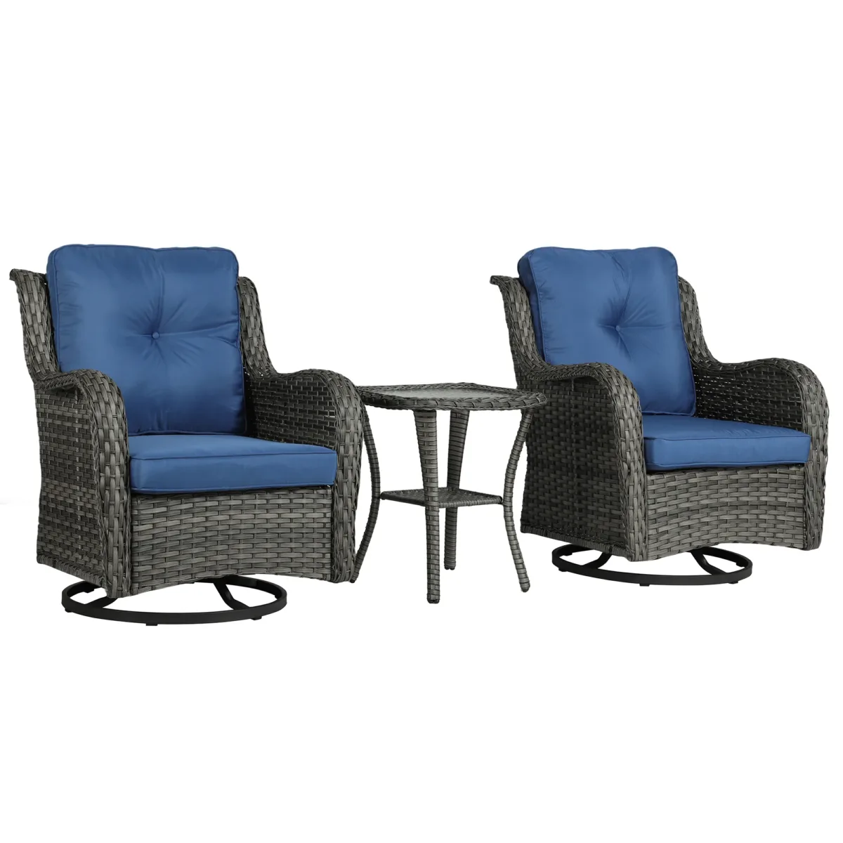 Auryanna Rattan Outdoor Furniture 3 Piece Swivel Seating Group with Coushions - Image 11