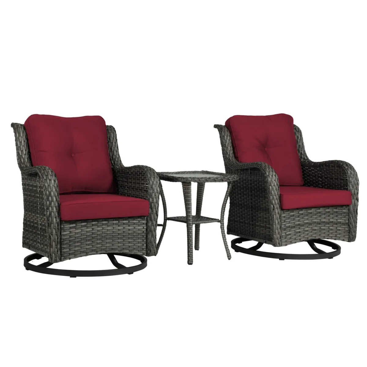 Auryanna Rattan Outdoor Furniture 3 Piece Swivel Seating Group with Coushions - Image 10