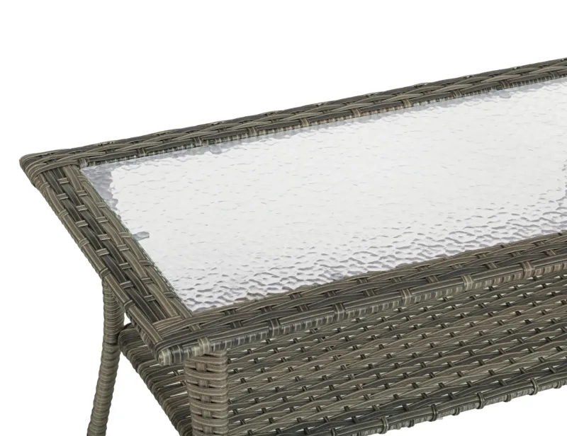 Roven Wicker Outdoor Coffee Table with Glass Top - Image 6