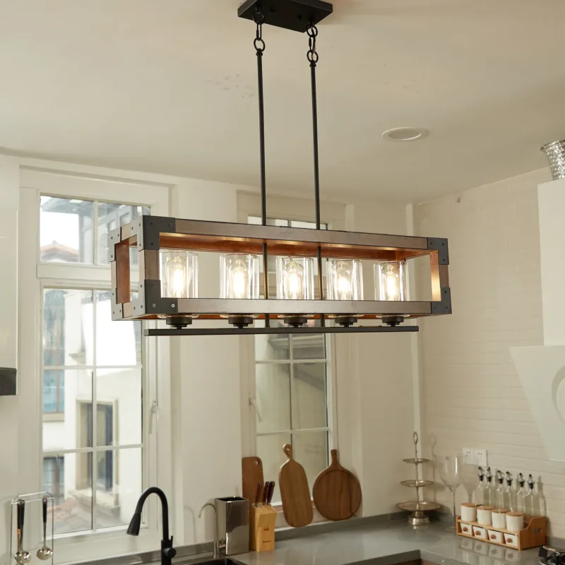 Alilah 5 - Light Dimmable Kitchen Island Square / Rectangle Chandelier - Image 3