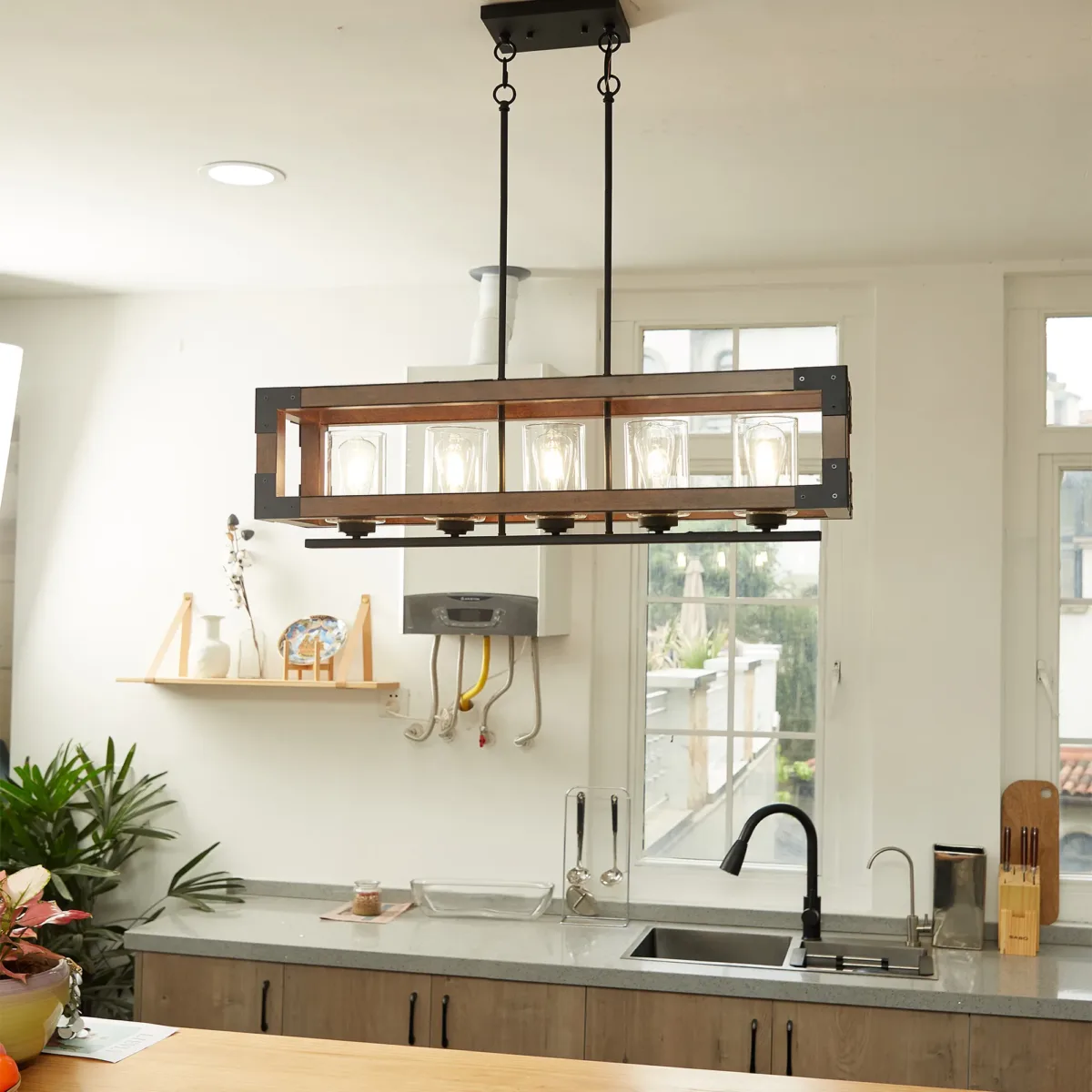 Alilah 5 - Light Dimmable Kitchen Island Square / Rectangle Chandelier - Image 4