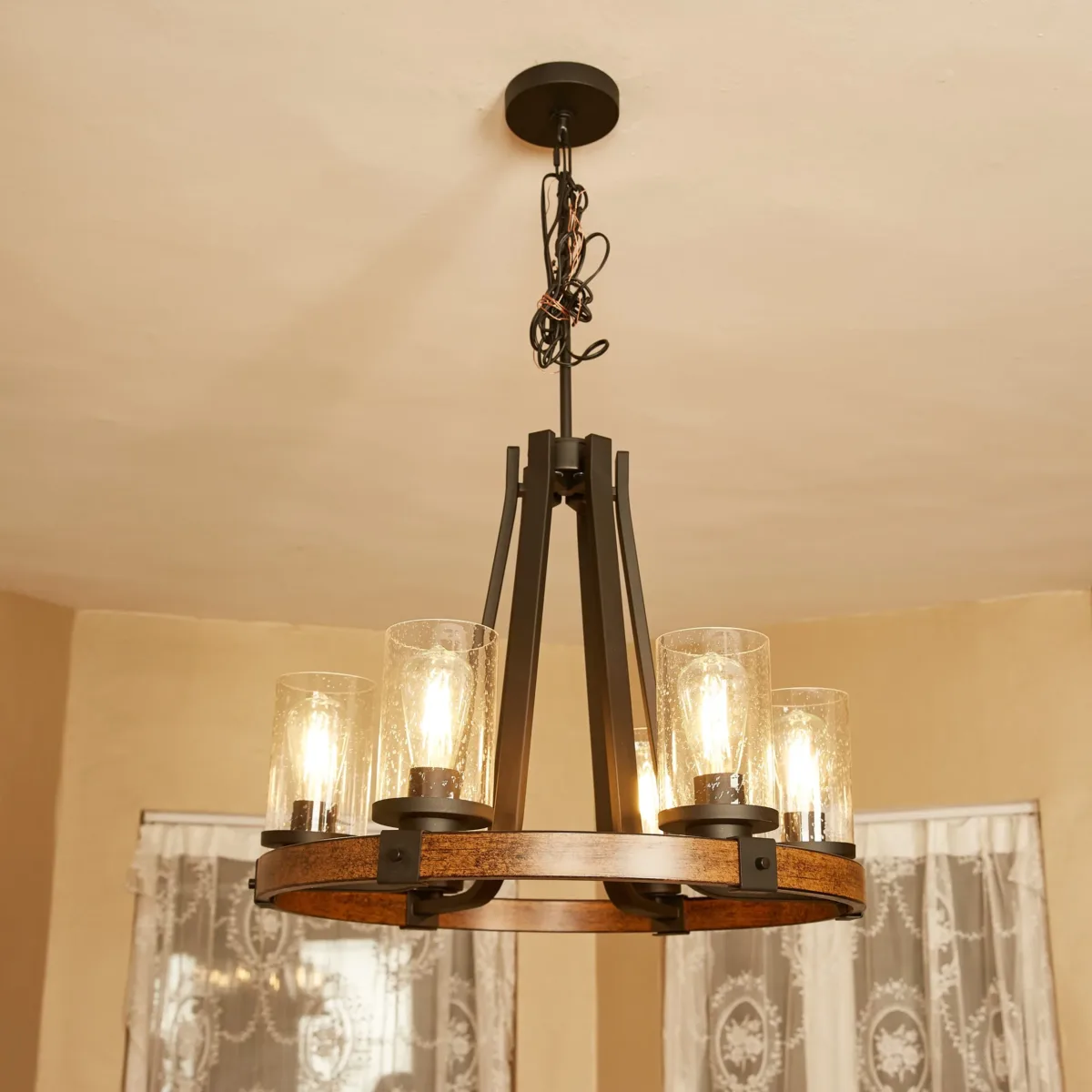 Royst 6 - Light Unique Wagon Wheel Chandelier - Image 3