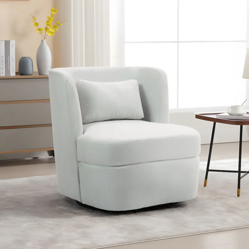 Nymea Boucle Swivel Barrel Chair with Lumbar Pillow - Image 5