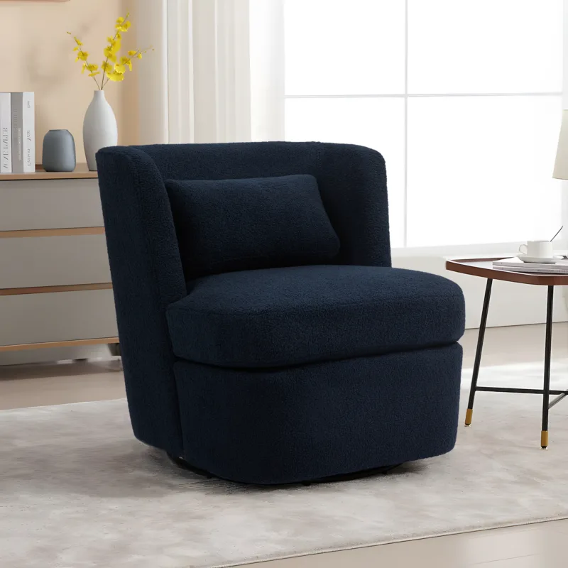 Nymea Boucle Swivel Barrel Chair with Lumbar Pillow - Image 4
