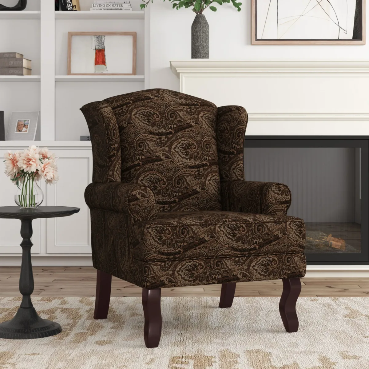 Brentworth Cotton Linen Wingback Accent Chair - Image 3