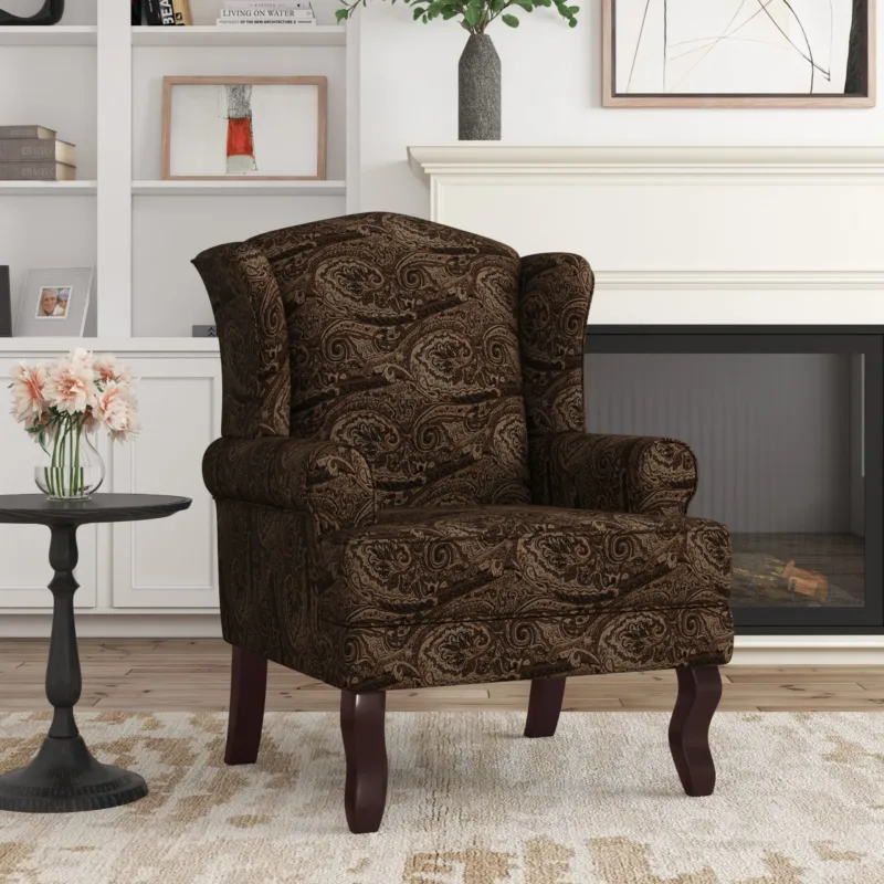 Brentworth Cotton Linen Wingback Accent Chair - Image 3