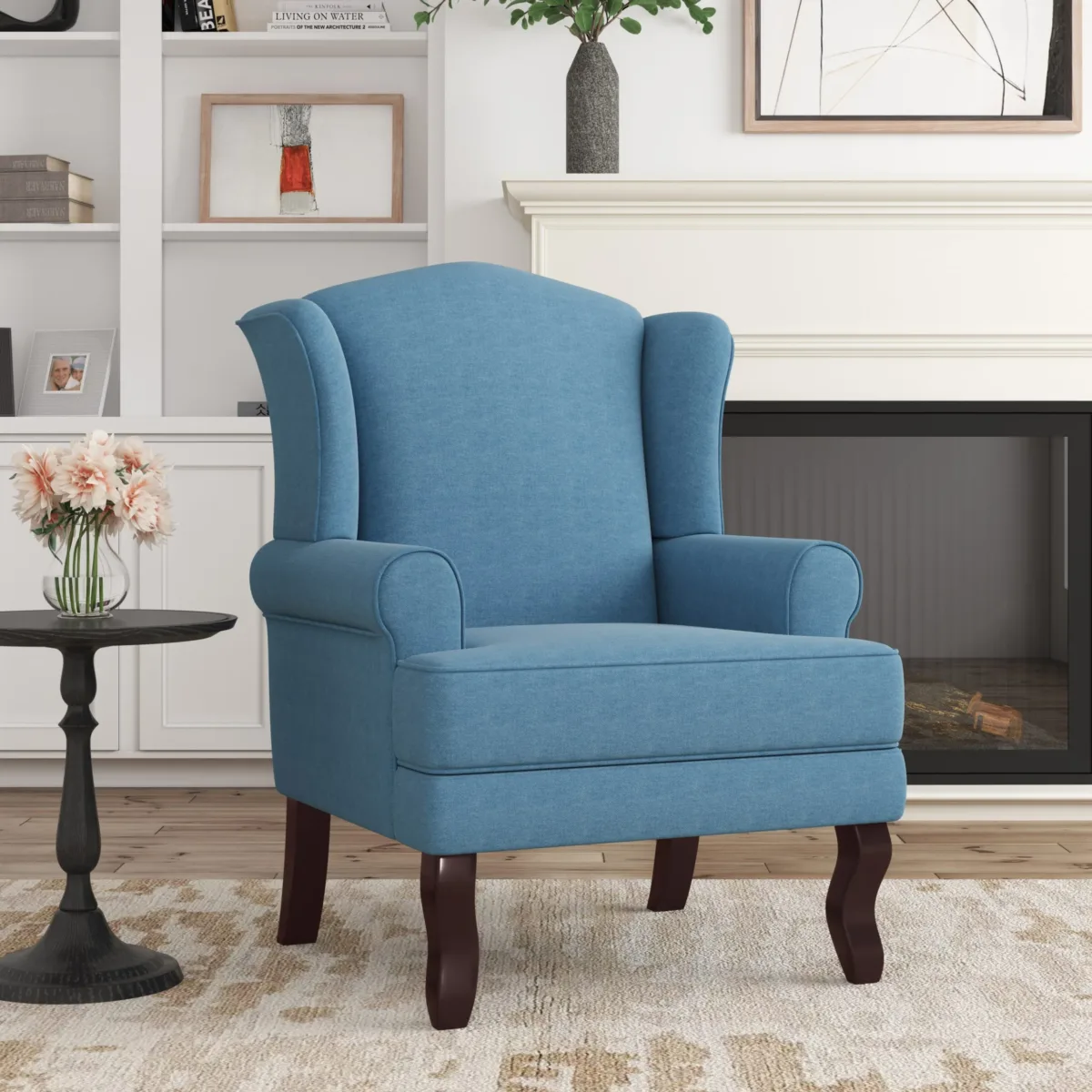 Brentworth Cotton Linen Wingback Accent Chair - Image 4