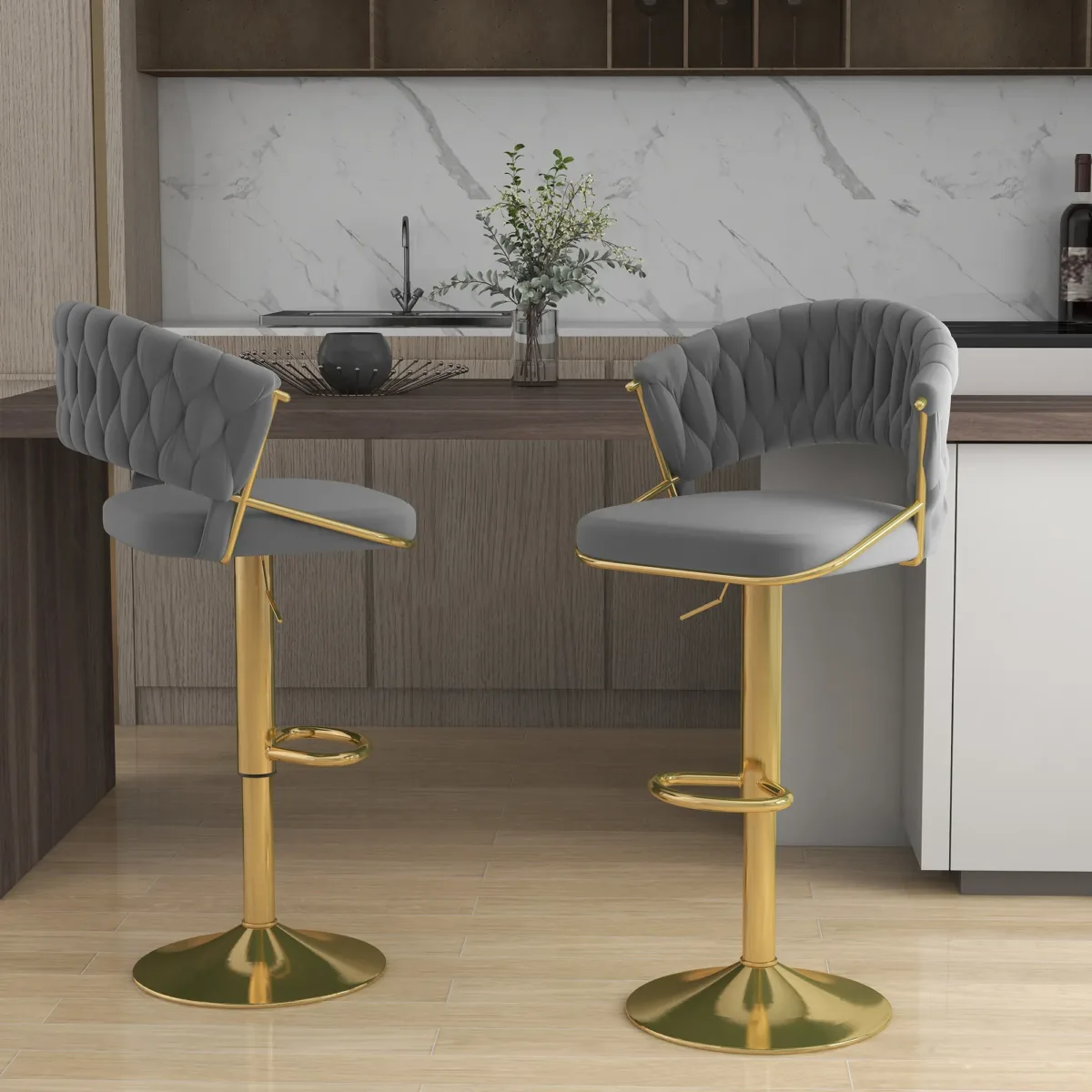 Donte Swivel Upholstered Adjustable Height Counter Stool - Image 4