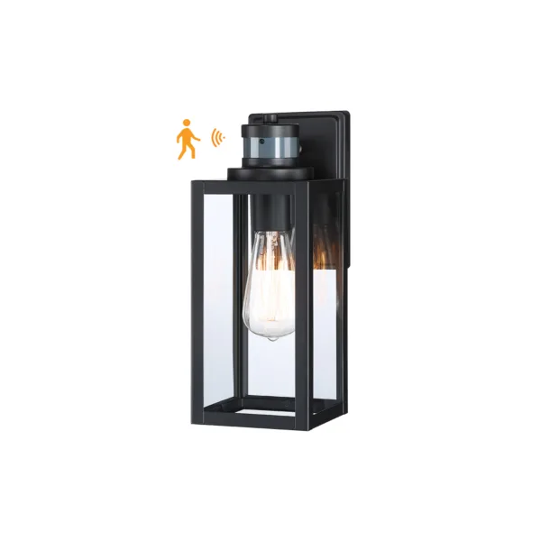 Bessie 1-Light Black Motion Sensor Outdoor Wall Lights Dusk to Dawn Light Fixture