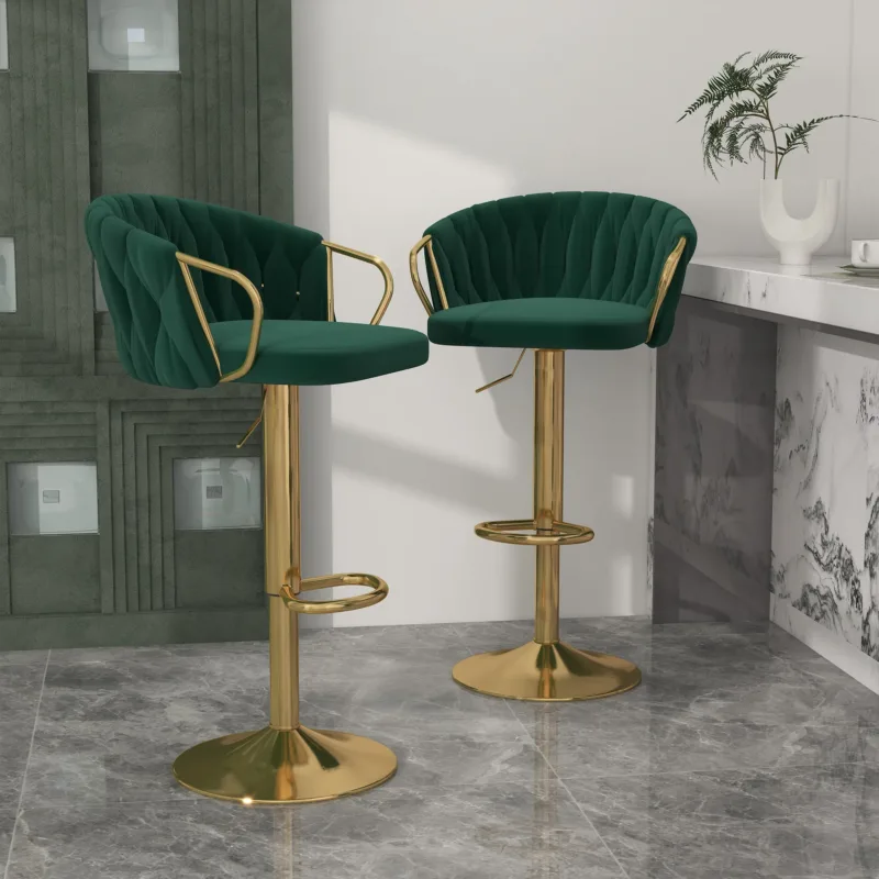 Christal Swivel Upholstered Adjustable Height Counter Stool with Metal Frame (Set of 2) - Image 6