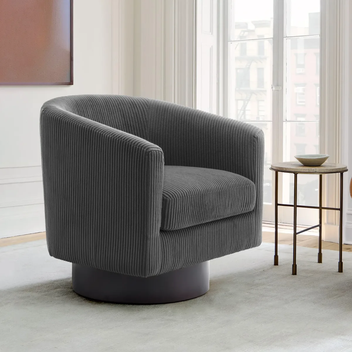 Cavian Mid-Century Modern Swivel Barrel Chair - Image 17
