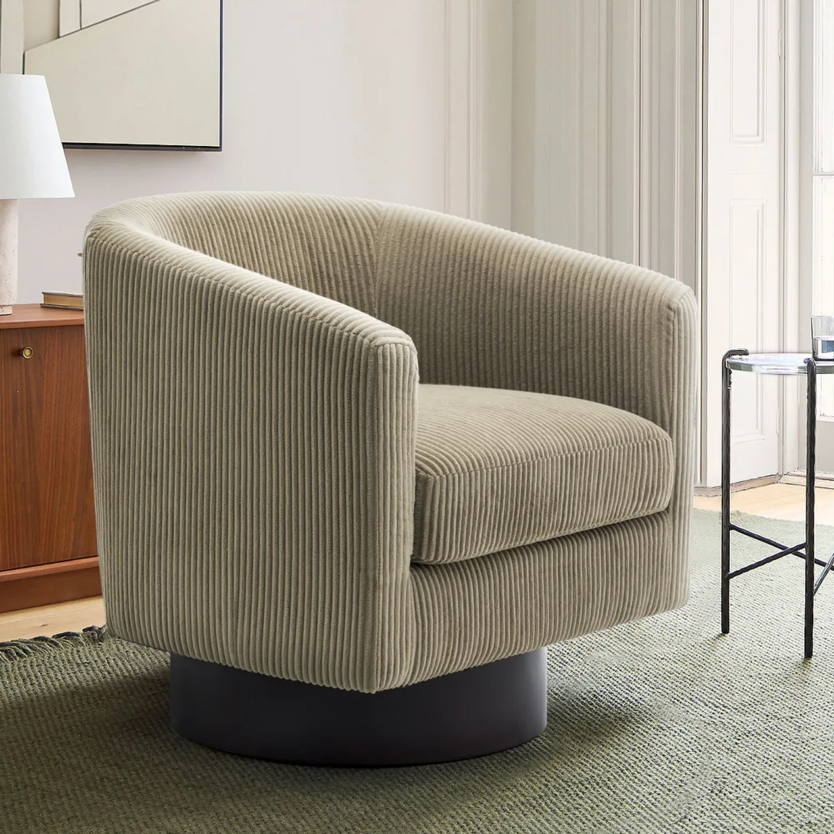 Cavian Mid-Century Modern Swivel Barrel Chair - Image 15