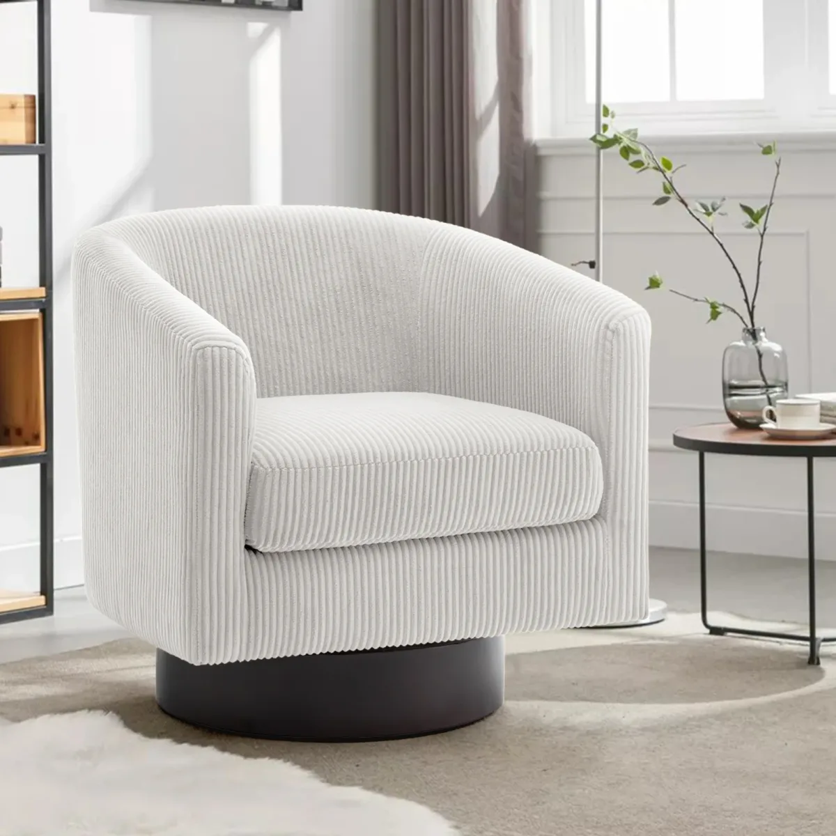 Cavian Mid-Century Modern Swivel Barrel Chair - Image 13