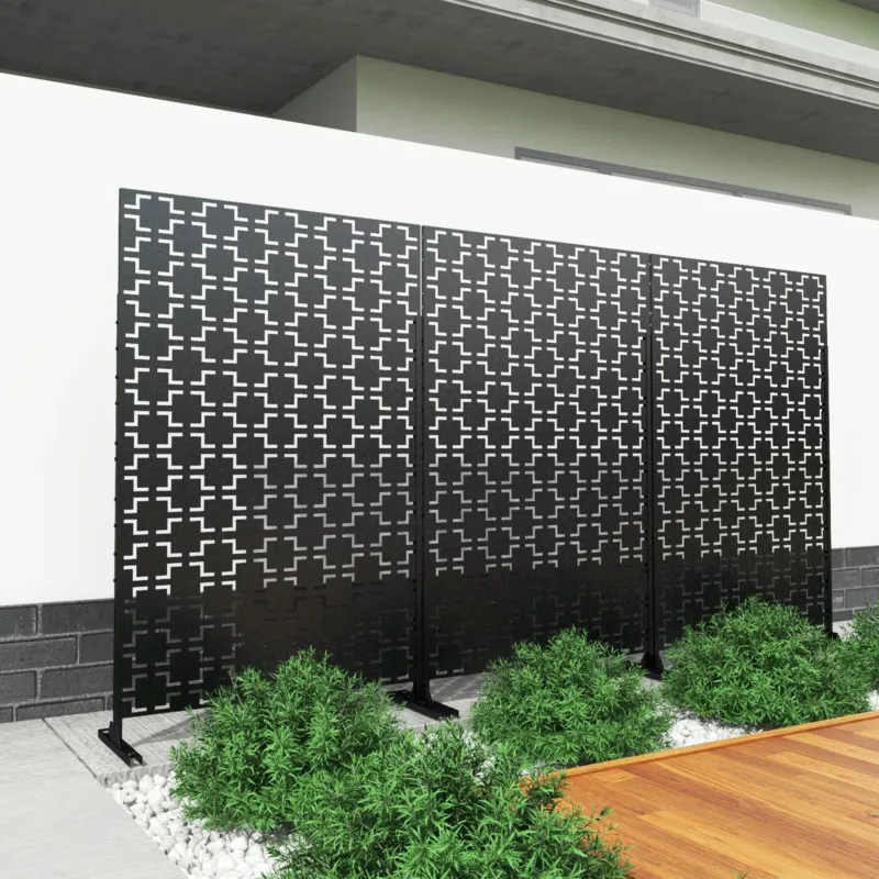 4 ft. W Stanaford Metal Privacy Screen Privacy Panel with Pattern - Image 3