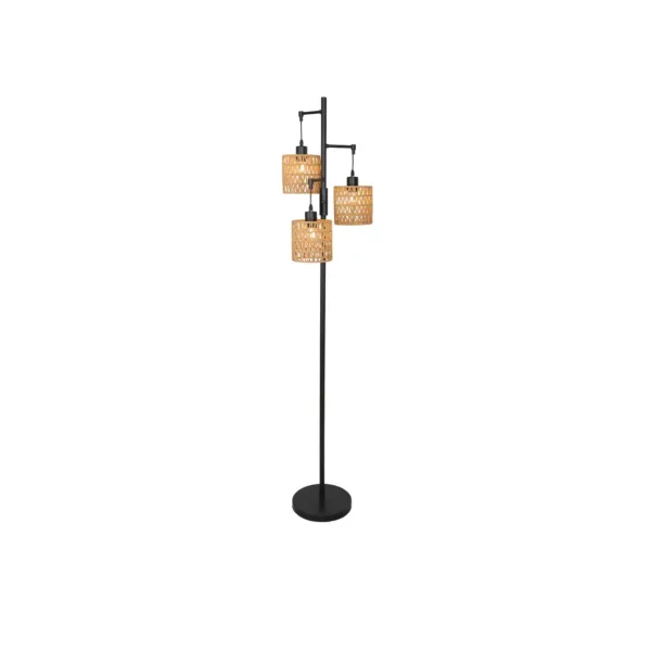 Asiel 65'' Dimmable Black Industrial Tree Floor Lamp with 3 Bulbs Included