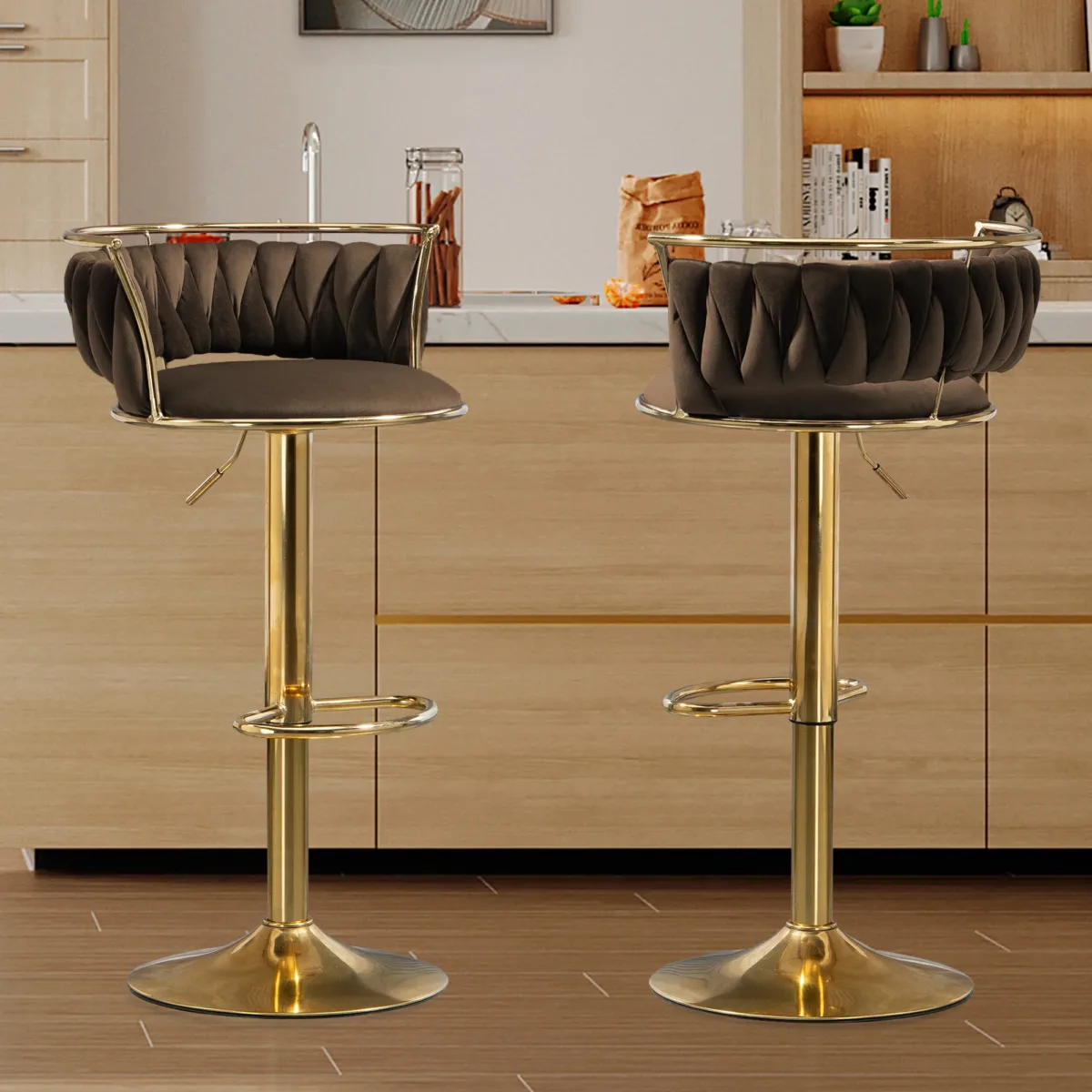 Letizia Swivel Upholstered Counter Stool (Set of 2) - Image 5