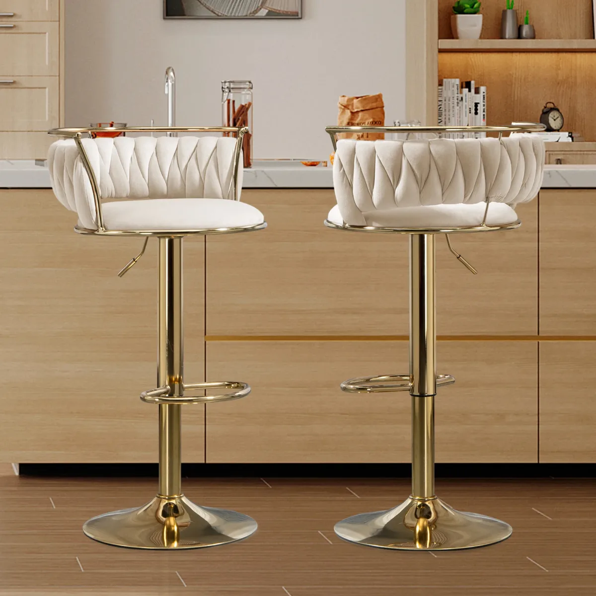 Letizia Swivel Upholstered Counter Stool (Set of 2) - Image 7