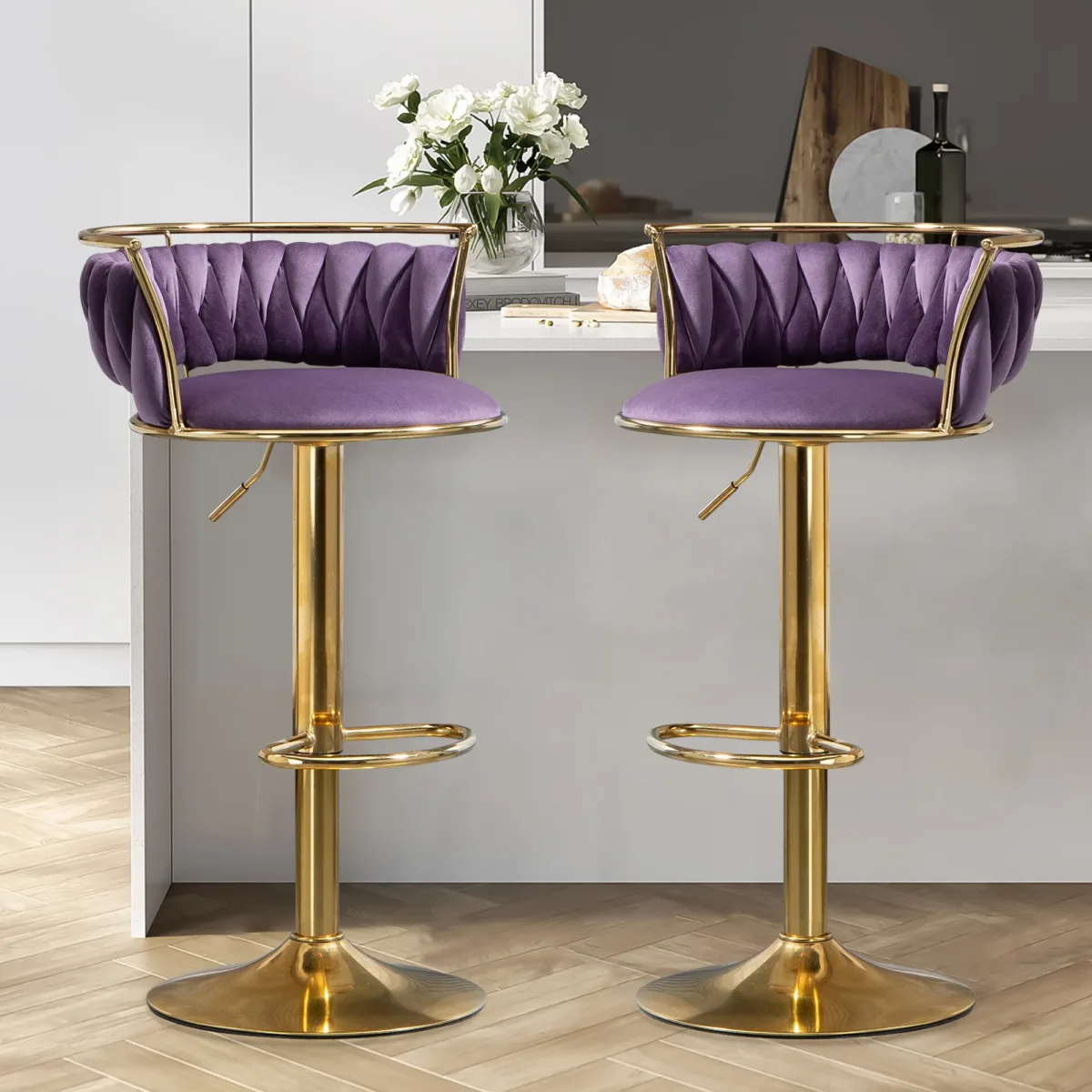 Letizia Swivel Upholstered Counter Stool (Set of 2) - Image 12