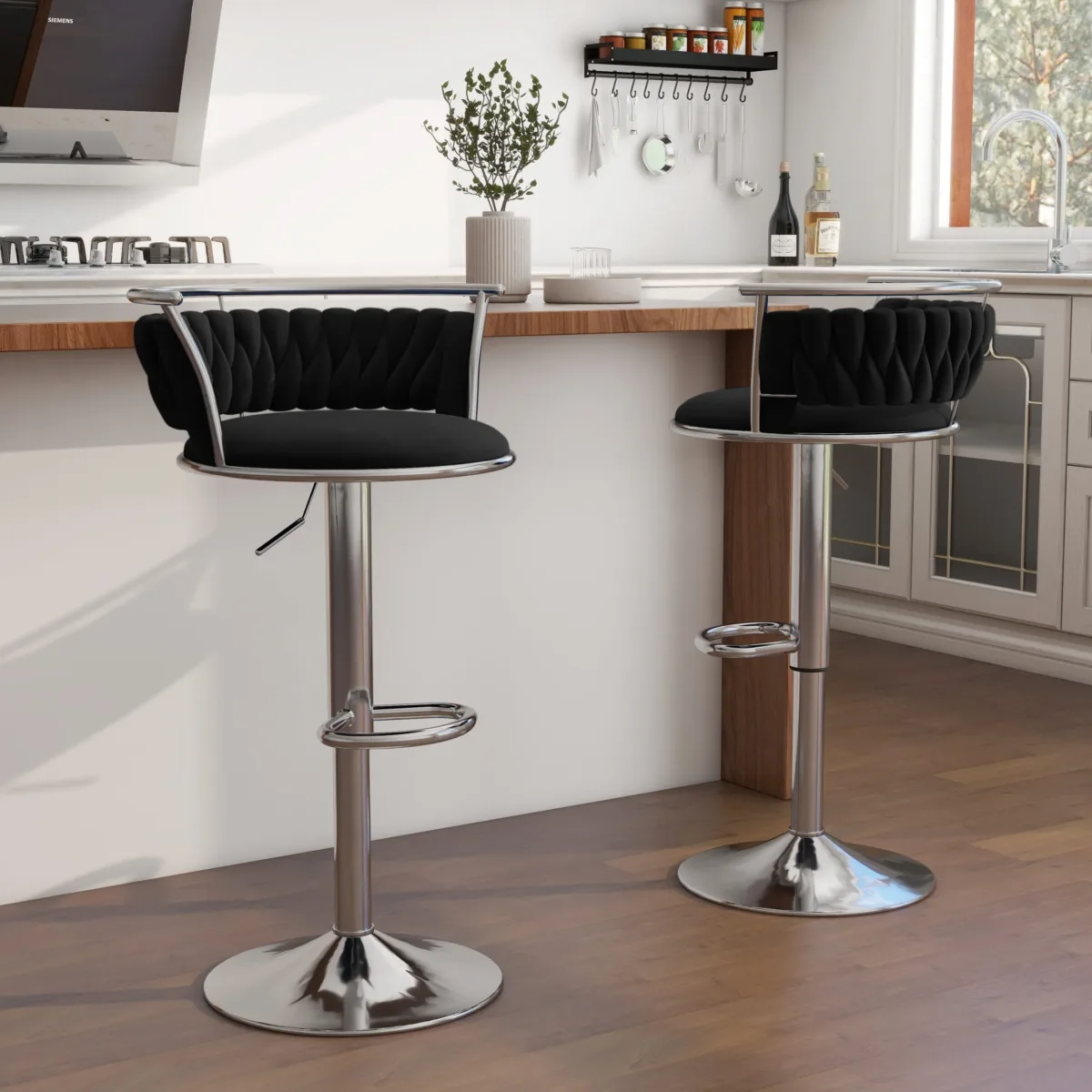 Letizia Swivel Upholstered Counter Stool (Set of 2) - Image 14