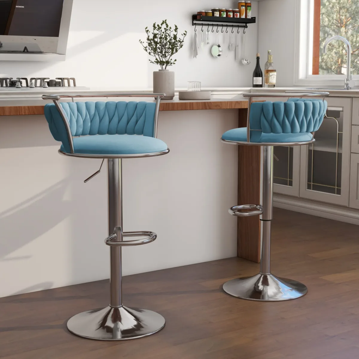 Letizia Swivel Upholstered Counter Stool (Set of 2) - Image 15