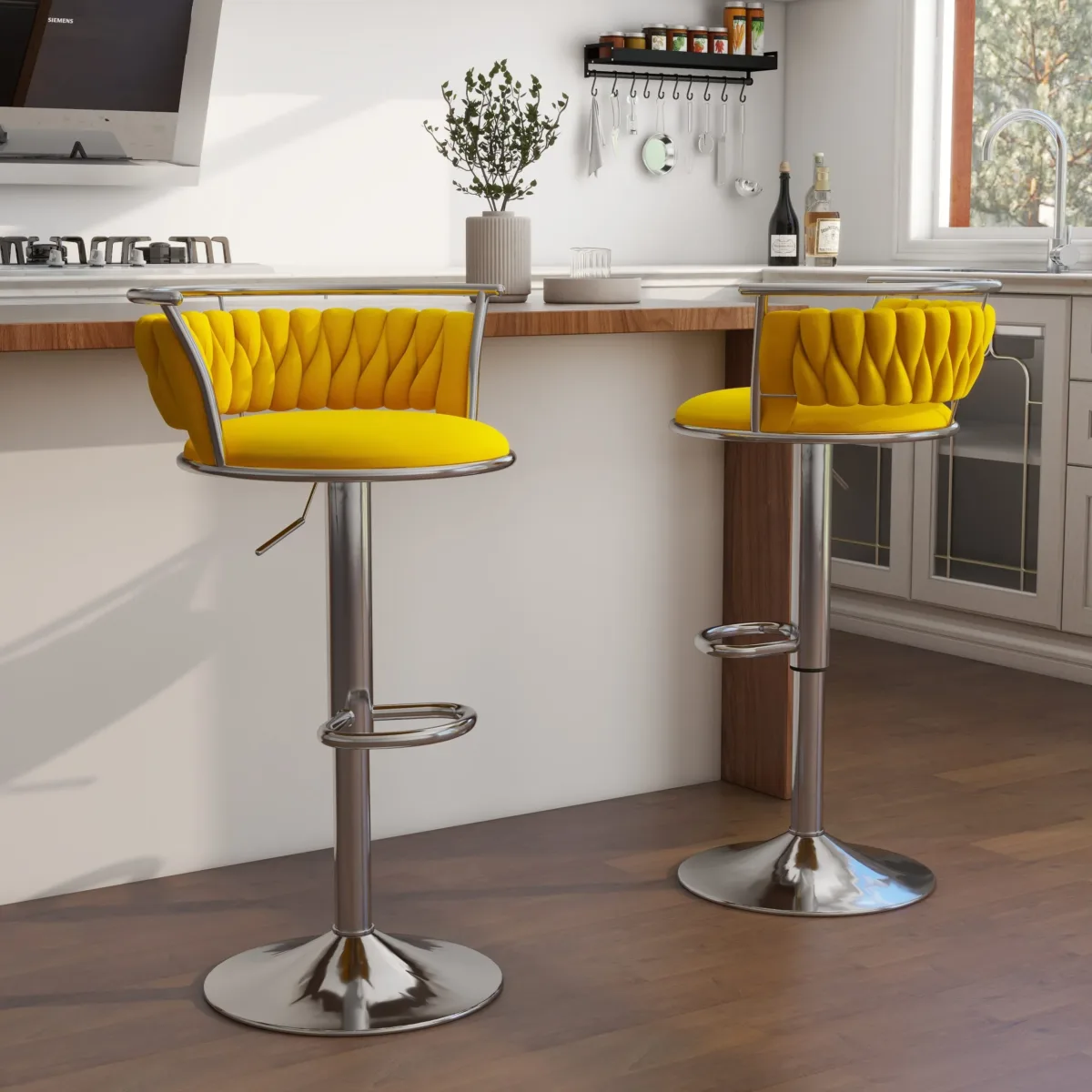Letizia Swivel Upholstered Counter Stool (Set of 2) - Image 25