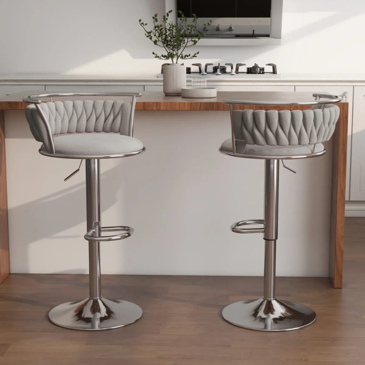 Letizia Swivel Upholstered Counter Stool (Set of 2) - Image 18