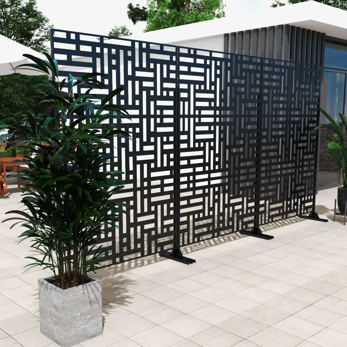 4 ft. W Stanaford Metal Privacy Screen Privacy Panel with Pattern - Image 4