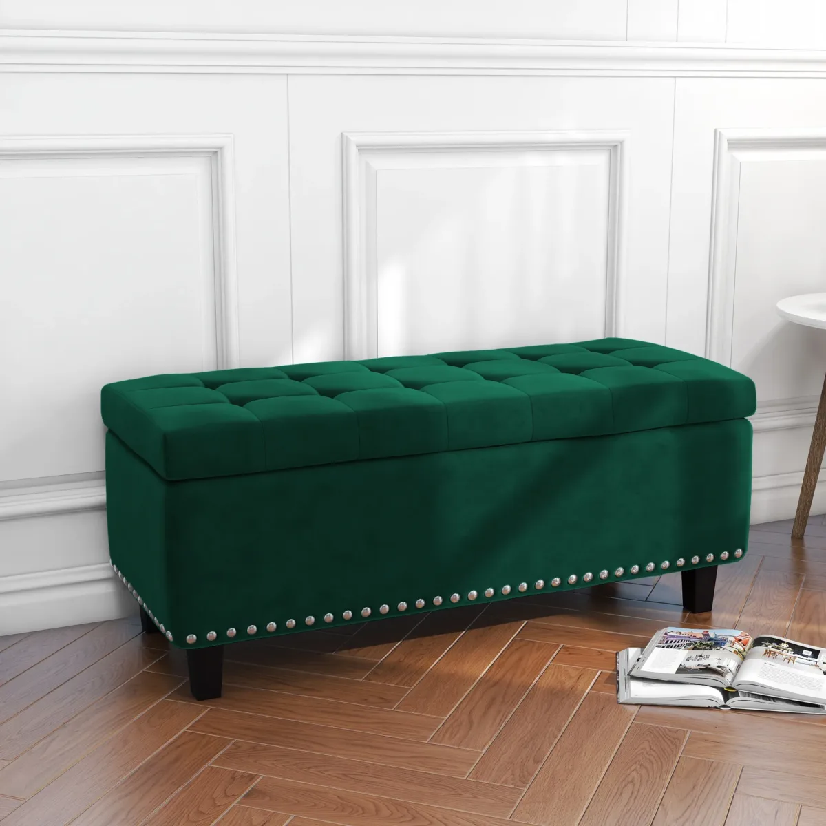 Worcester Velvet Ottoman - Image 4
