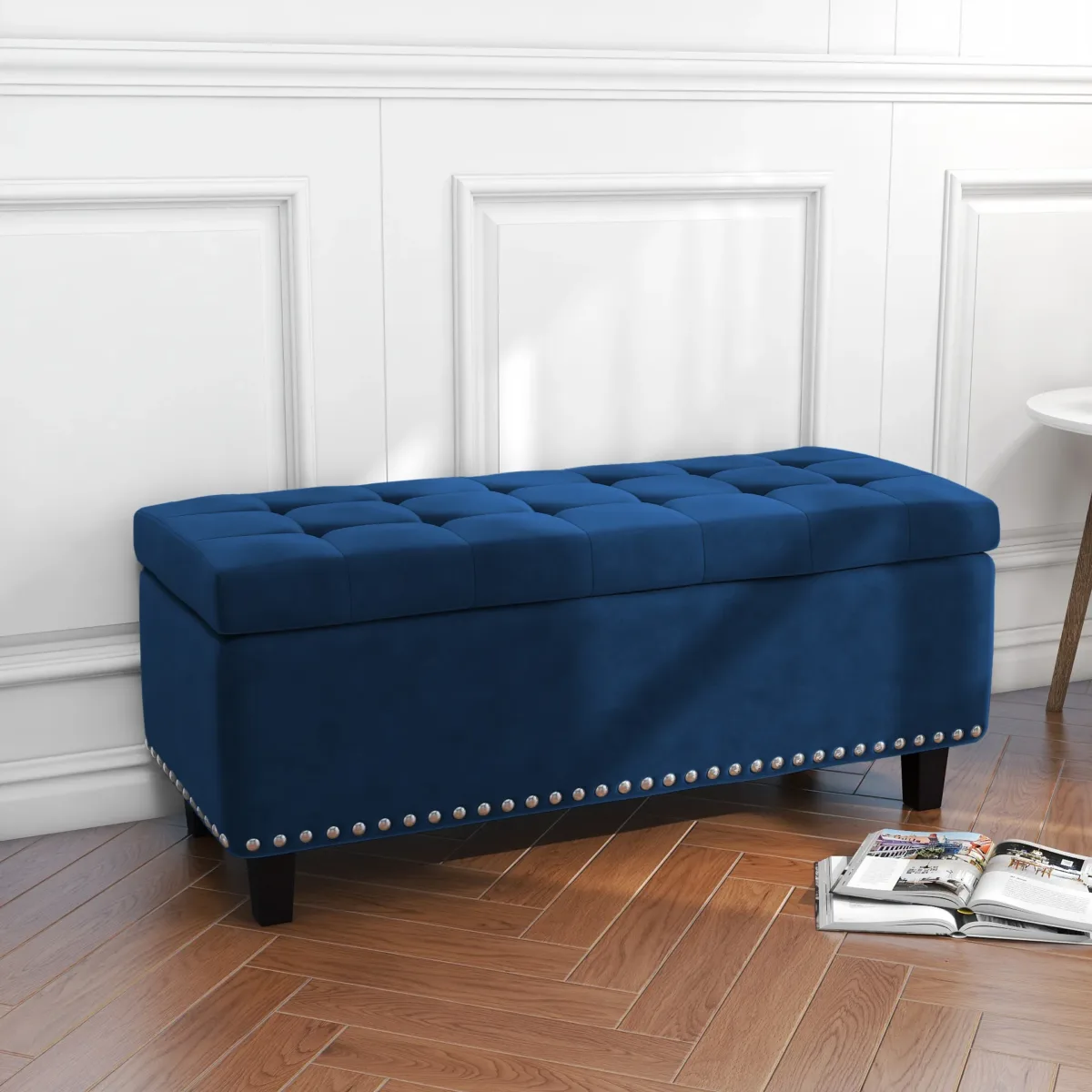 Worcester Velvet Ottoman - Image 2