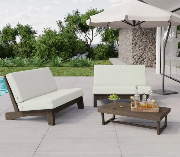 Elysian 3-Piece Patio Set with Split-Back Loveseats & Coffee Table