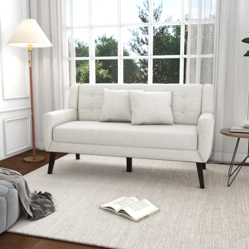Marven 63" Button Tufted Upholstered Loveseat - Image 2