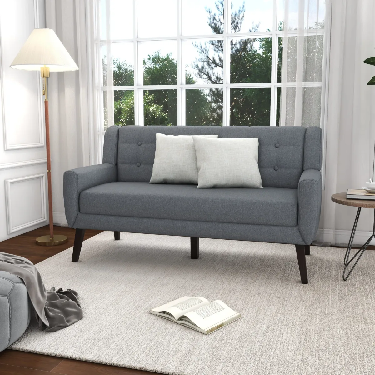 Marven 63" Button Tufted Upholstered Loveseat - Image 3