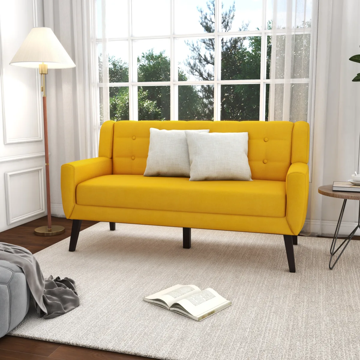 Marven 63" Button Tufted Upholstered Loveseat - Image 4