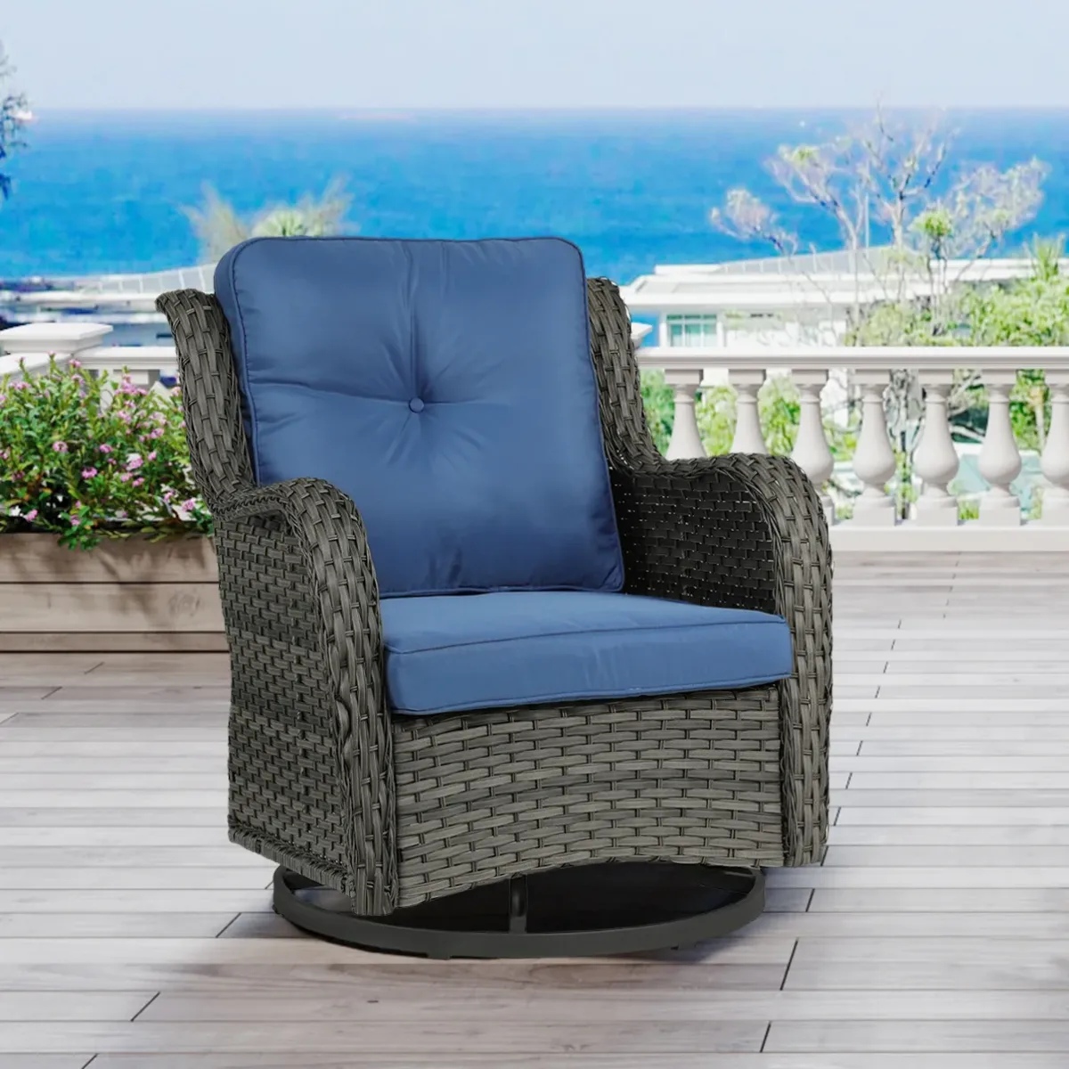 Outdoor Avalise Rocker Metal Chair with Cushions - Image 5
