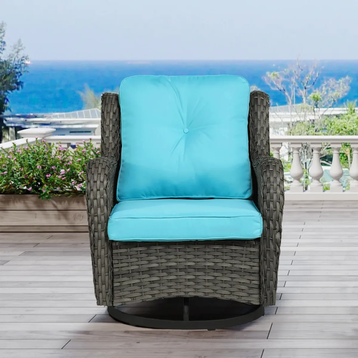 Outdoor Avalise Rocker Metal Chair with Cushions - Image 6