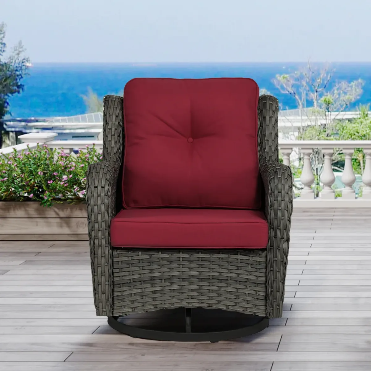 Outdoor Avalise Rocker Metal Chair with Cushions - Image 7