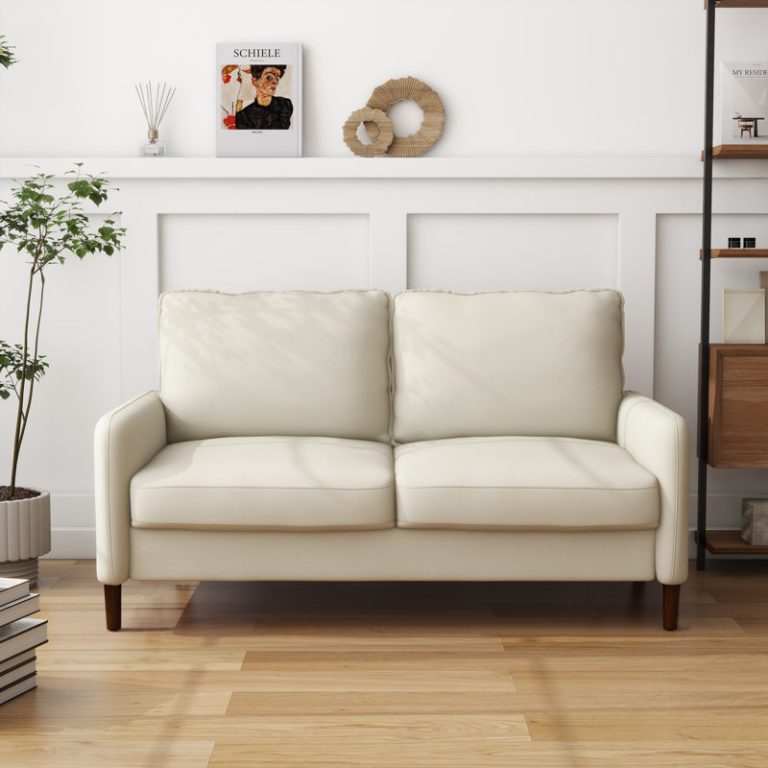 Hollymead+55.5''+Upholstered+Loveseat,+Beige+100%+Polyester