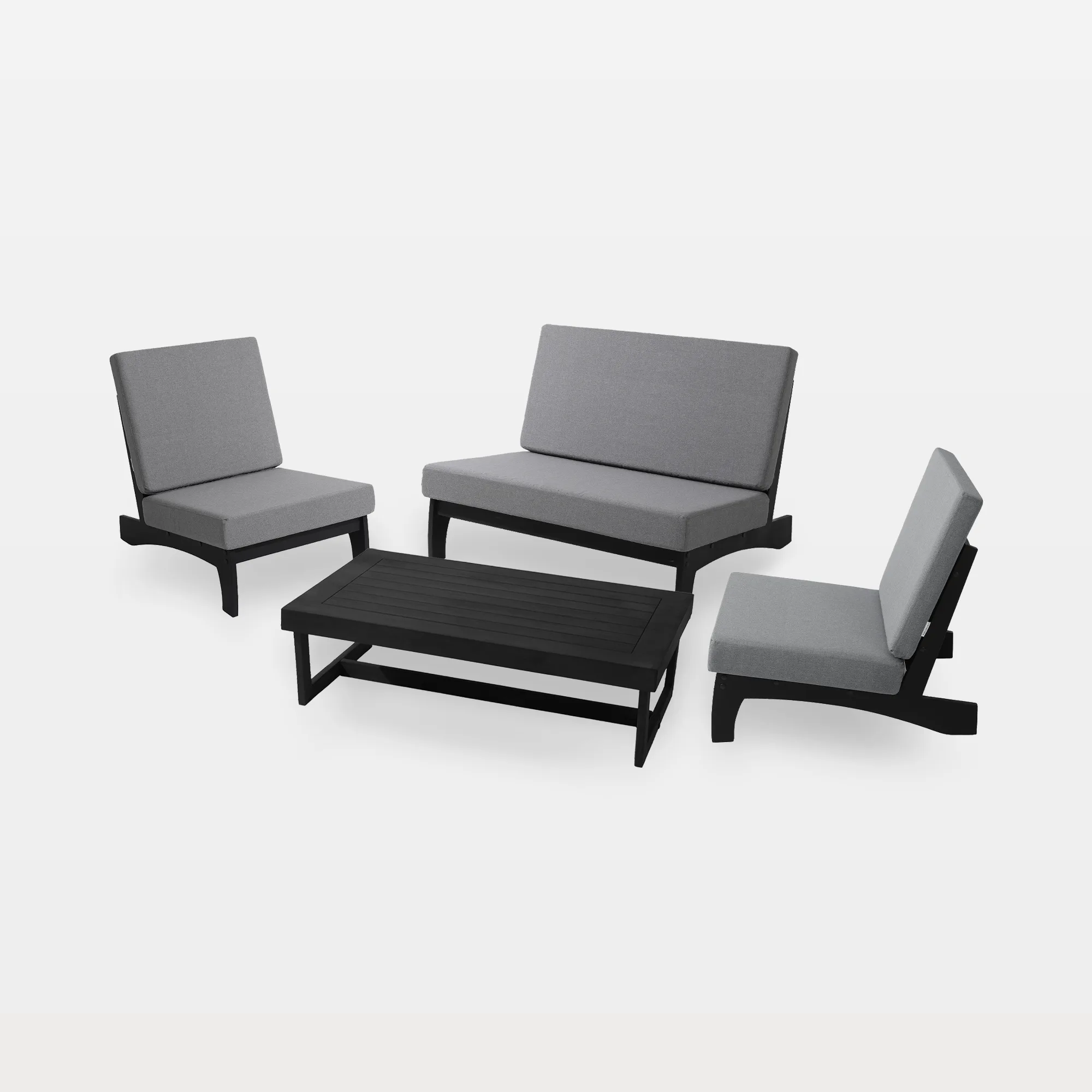 OD0001D-LOVESEAT-E1+CHAIR-2ST+ct-main Benisor 4-Piece Teak Patio Loveseat & Chairs Set with Coffee Table - Image 1