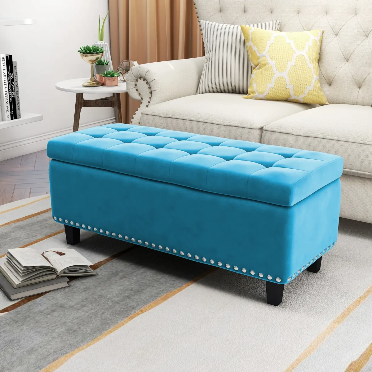 Worcester Velvet Ottoman - Image 5