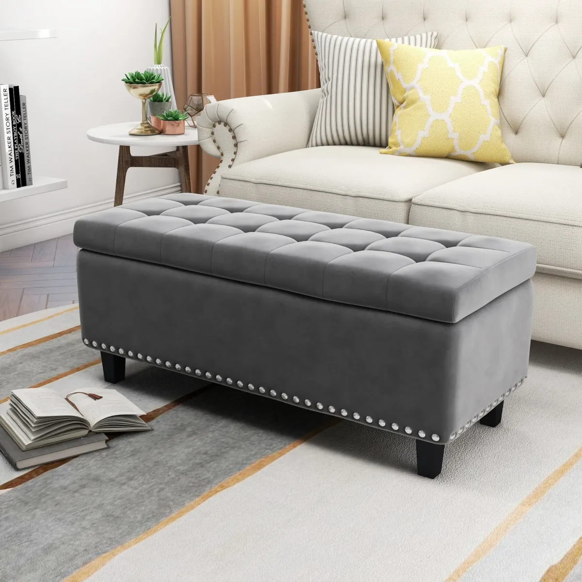 Worcester Velvet Ottoman - Image 3