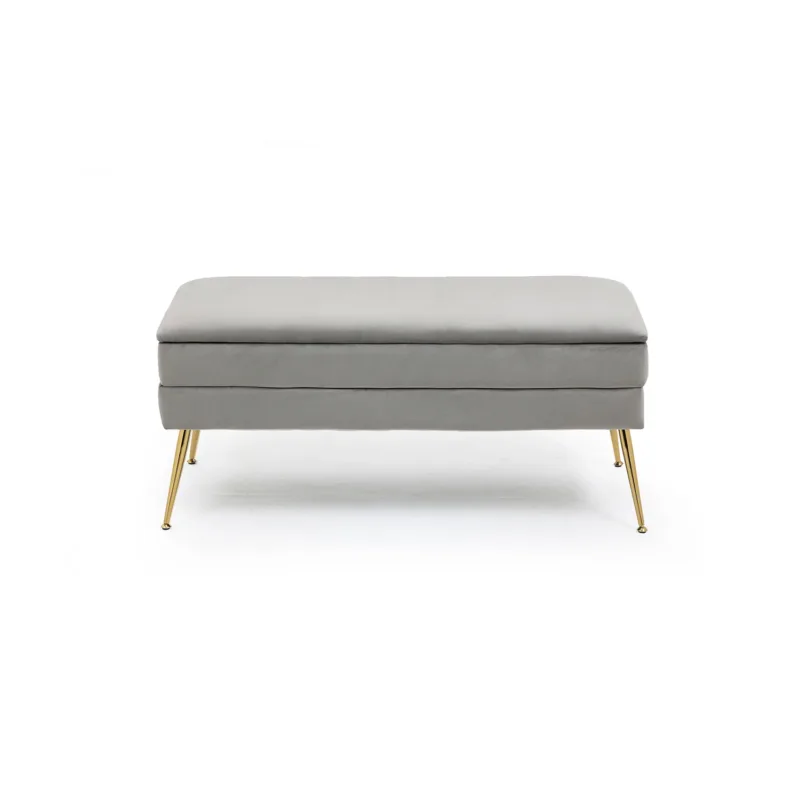 Jakailyn Velvet Upholstered Storage Bench