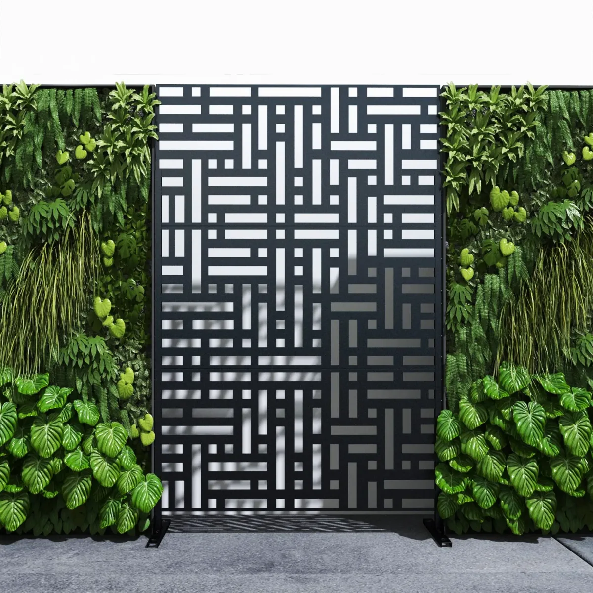4 ft. W Stanaford Metal Privacy Screen Privacy Panel with Pattern - Image 3