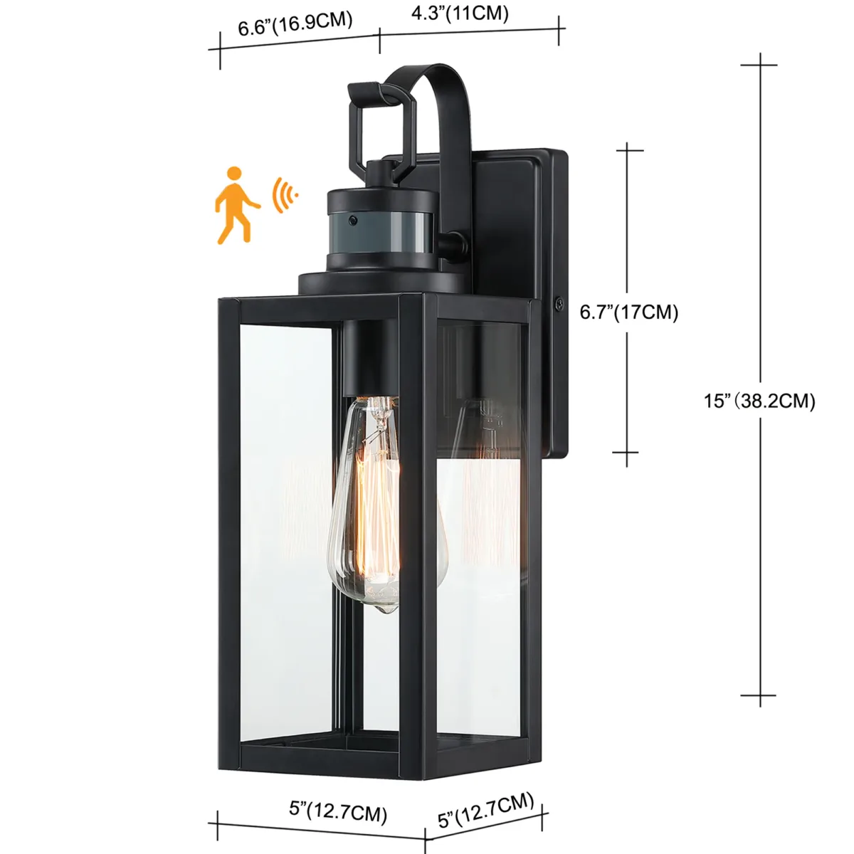 Bessie 1-Light Black Motion Sensor Outdoor Wall Lights Dusk to Dawn Light Fixture - Image 2